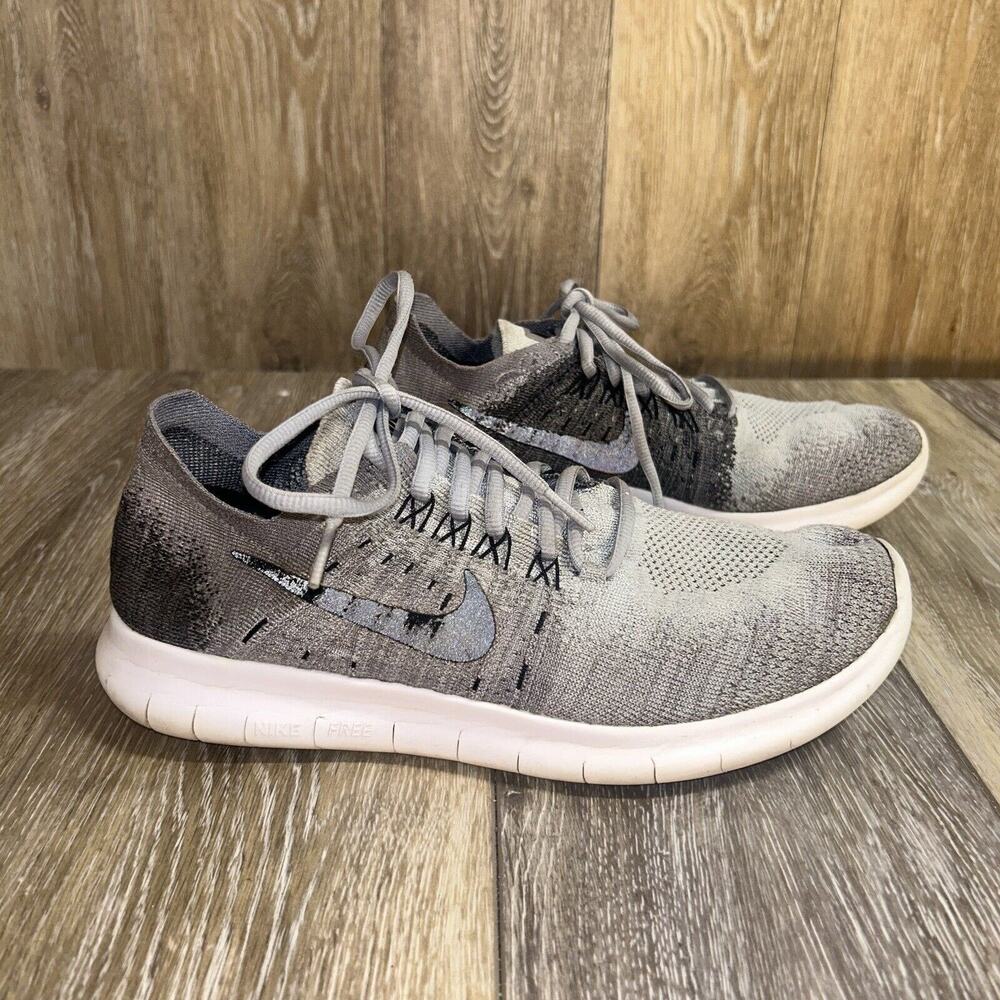 Nike Free RN Flyknit Men’s US Size 8 Wolf Gray Black 880843-002 Running Shoes